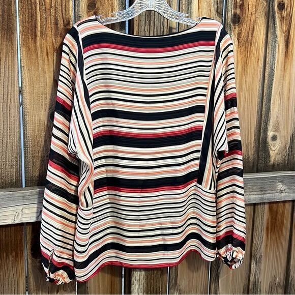 Vince Camuto top striped lined tank orange black gray Sz Small - Picture 8 of 8